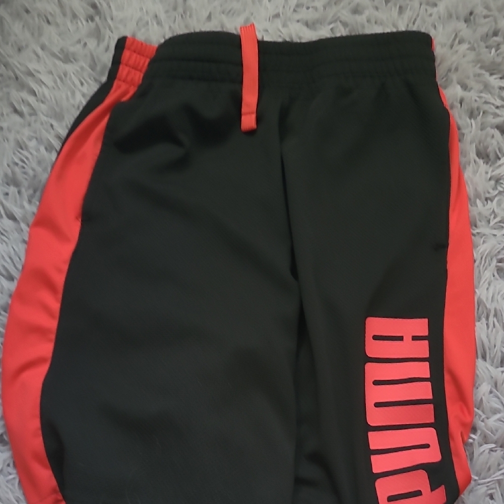 Puma Kids Black and Red Athletic Shorts